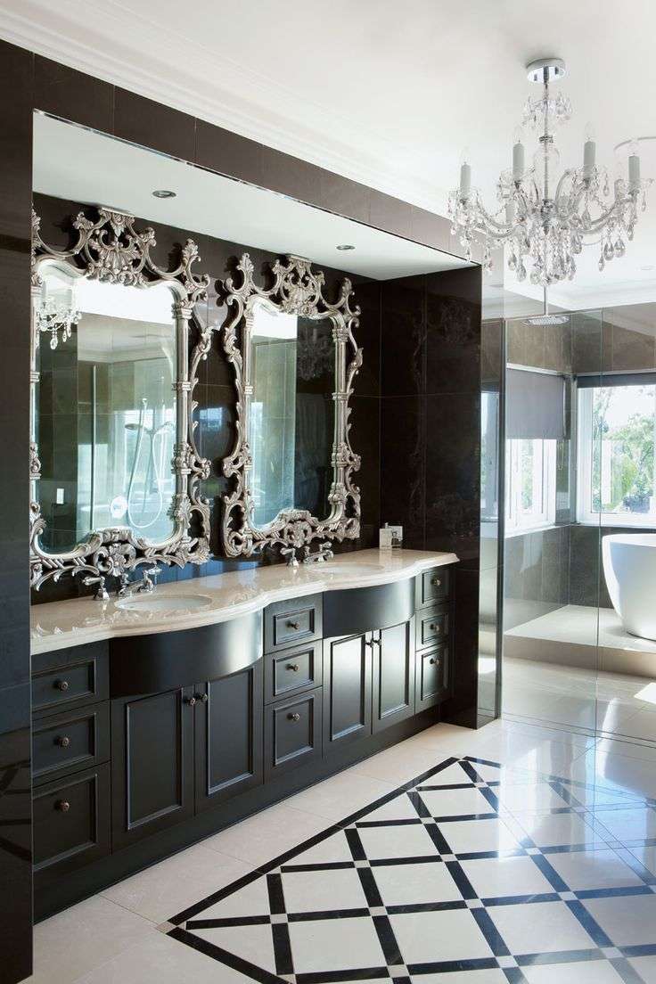 Чорно-біла ванна кімната (56 фото): шик і оригінальність у вашому будинку