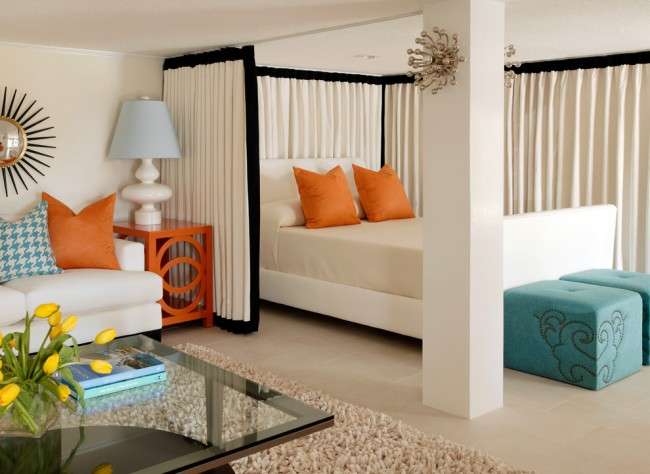 Вітальня і спальня в одній кімнаті: 120+ прикладів комфортного зонування